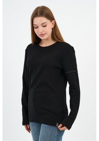 Resim Alexander Gardi Kol Detaylı Bisiklet Yaka Basic Sweatshirt Wk25425 Siyah 