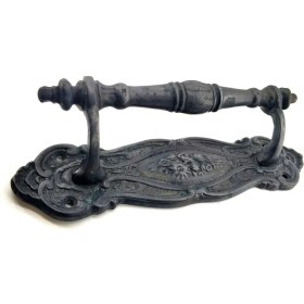 Resim AyrStore Buğz Antika Tarz Dekoratif Pirinç Çiçekli Yan Çekme Kapı Kolu - 240X62 Mm, Oksit 