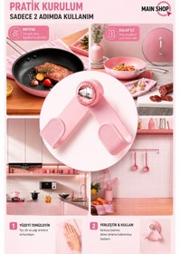 Resim Mainshop Vantuzlu Döner Kapak Tutucu 4 Adet - Delme Gerektirmeyen Mutfak Rafı M-56 Pembe 