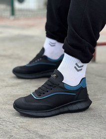 Resim Lisinya Kömür Mavi Triko Erkek Spor Ayakkabı 