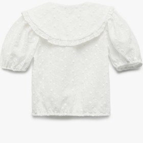 Resim Kız Bebek Pamuklu Kısa Kollu Bebe Yaka Brodeli Gömlek 