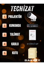 Resim Bakeey 700 Lümen 2K Led Taşınabilir Mini Projeksiyon Projektör Cihazı Ev Sineması Bluetooth Projektör 