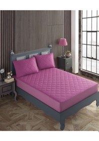 Resim %100 Pamuk Kapitoneli Sıvı Geçirmez Renkli Yatak Alezi Yatak Koruyucu Alez Çarşaf Lila 