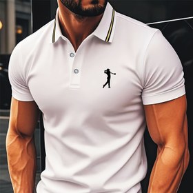 Resim Erkek Golf Gömleği - %100 Polyester Nefes Alabilen Yazlık Spor Giyim, Pozisyon Baskılı, Kaburga Manşetli ve Makinede Yıkanabilir Tasarım 