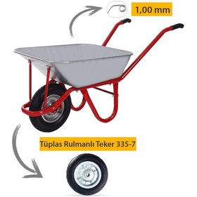 Resim Kanat Galvanizli Demonte El Arabası Tüplas Rulmanlı Teker 1.00 Mm Sac 