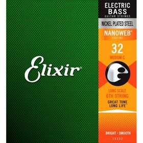 Resim Elixir 15332 Nanoweb Coated Medium Tek Bas Gitar Teli (32) 