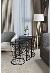 Resim Emga Home Zenith Zigon Sehpa - Füme Cam Füme 