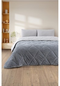 Resim Tek Kişilik Wellsoft Yorgan - Çarşaflı Yastık Kılıflı Uyku Seti Gri 