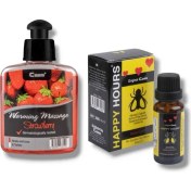 Resim Caas Çilek Aromalı Isıtıcılı Cinsel Masaj Yağı 100 ml + Happy Kadınlara Özel Damla 