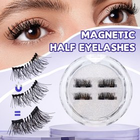 Resim 1 Çift Manyetik Yarım Kirpik, 4 Adet Fluffy Micro Curl, 6mm/12mm Uzunluk, Yeniden Kullanılabilir, Su Geçirmez, Kolay Takılabilir, Doğal Uygunluk, Seyahat Boyutu 