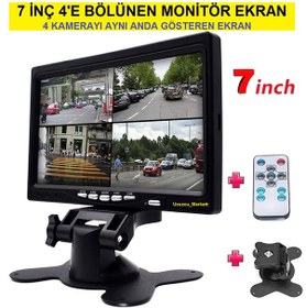 Resim 7 İnç 4'e Bölünen Monitör Ekran 4 Kamerayı Aynı Anda Gösterir 