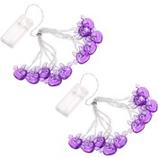 Resim Youtek Halloween Dekoratif Işık Zinciri: Mor Yarasa Şekilli 2 Metre 10 Led'li Iki Paket, Ev Ambiyansını Canlandıran Tatil Aydınlatması 