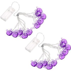 Resim Youtek Halloween Dekoratif Işık Zinciri: Mor Yarasa Şekilli 2 Metre 10 Led'li Iki Paket, Ev Ambiyansını Canlandıran Tatil Aydınlatması 