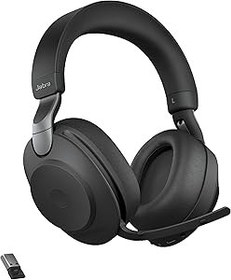 Resim Jabra Evolve2 85 MS kablosuz kulaklık, Link380a, Stereo, siyah – kablosuz Bluetooth kulaklık, aramalar ve müzik için, 37 saat pil ömrü, gelişmiş gürültü önleyici kulaklık 