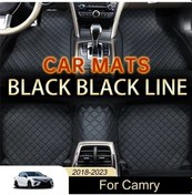 Resim Chuangyinshop Toyota Camry 2018-2023 Lüks Pu Deri Kaymaz Tabanlık Seti Kırmızı Beyaz Çizgili 