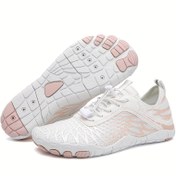 Resim 1 Çift Kadın Hızlı Kuruyan Şeritli Trekking Ayakkabı, Soluk Bırakan Kumaş ile Kauçuk Taban, Kaymaz Dayanıklı Casual Yürüyüş Fitness Ayakkabı Balıkçılık, Yüzmek ve Vurmak için - EVA İç Taban 