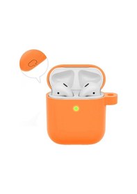 Resim Wozlo Apple Uyumlu AirPods 1. Ve 2. Nesil Koruyucu Silikon Kılıf - Silikon Koruma Kılıfı - Turuncu 