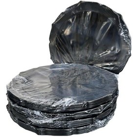 Resim Omeyva Davet Parti Sunum Doğum Günü Siyah Renkli Sert Plastik Mika Tabak - 22 Cm. -6 Adetlik 5 Paket Siyah 