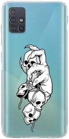 Resim Manitoba Samsung Galaxy M51 ile Uyumlu Kuru Kafa Tasarımlı Baskılı Şeffaf Telefon Kılıfı 