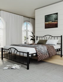 Resim ARGİMO Bella Çift Kişilik Ferforje Tarz Metal Karyola Bella Karyola Siyah 