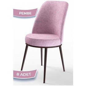 Resim Canisa Dexa Serisi, Üst Kalite Mutfak Sandalyesi, Metal Kahverengi Iskeletli, 8 Adet Pembe Sandalye Metal, Pembe 