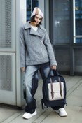 Resim Nordbron Unisex Lacivert Okul Backpack Dolgulu Laptop Bölmeli Deri Kemer Günlük Su Geçirmez Sırt Çantası 