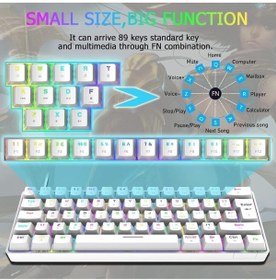 Resim Hepta Collection Vooka Trol Switch Mini Rgb Oyun Klavyesi Mekanik 62 Tuşlu 18 Rgb Led Usb Tip-C Kablosu Beyaz 