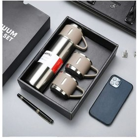 Resim OMZ 3 BARDAKLI TERMOS >550 ml Paslanmaz Çelik Siyah 