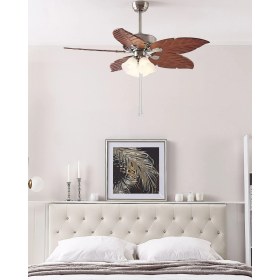 Resim Gıla Gümüş Renkli Işıklı Tavan Vantilatörü,çiçek Desenli Cam, Ahşap Kanatlı, Dekoratif ve Fonksiyonel 