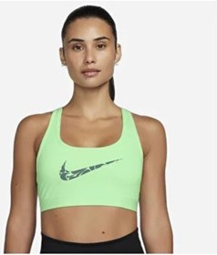 Resim Nike Dri-fit Swoosh Kadın Yeşil Spor Sütyeni 