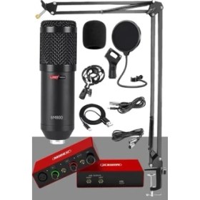 Resim Midex Glx Paket-3 BM800 Mikrofon + Stüdyo Ses Kartı + Stand + Filtre 