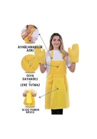 Resim Star Ayar Askılı Havlulu 4lü Mutfak Önlüğü Seti 2 Eldiven Sarı-sarı-sarı 