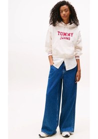Resim Tommy Jeans Tjw Kutu Kesim Kısa Kolej Stili Kadın Kazak Dw0dw21598ybh Beyaz 