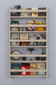 Resim Genel Markalar Doğal Ahşap 5 Li Çocuk Odası Montessori Kitaplık Mobilya Raf Duvar Rafı 145cm_72cm_8,5cm 