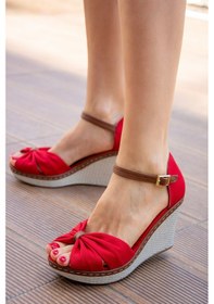 Resim Fox Shoes Kırmızı Kadın Dolgu Topuklu Ayakkabı 9674040505 Kırmızı 