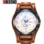 Resim Tenfowee Curren Erkek Spor Saati 8225 - Büyük Kadran, Siyah Kasa, Beyaz Ekran, Kahverengi Deri Kordon - Dayanıklı Ve Şık Tasarım Siyah 