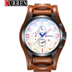 Resim Tenfowee Curren Erkek Spor Saati 8225 - Büyük Kadran, Siyah Kasa, Beyaz Ekran, Kahverengi Deri Kordon - Dayanıklı Ve Şık Tasarım Siyah 