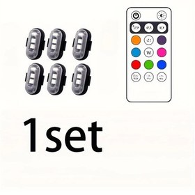 Resim Chuangyinshop 6pcs Usb Şarjlı Led Dekoratif Işıklar Rgb Kablosuz Uzaktan Kumandalı Çok Renkli Aydınlatma Modları Karavanlar Ve Dronlar İçin Uygun 