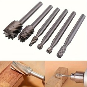 Resim 6 Parça Yüksek Hızlı Çelik Döner Ahşap İşleme Aracı Seti - Hassas Taşlama & Kesme, Dayanıklı Demir Yapı, Metal Yüzeylerle Uyumlu, Montaj Gerektirmez, DIY Marangozluk Projeleri İçin İdeal 