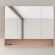 Resim Bonitobagno Alberi Legnano Aynalı 100 cm Banyo Dolabı Üst Modül Açık Ceviz 