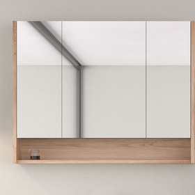 Resim Bonitobagno Alberi Legnano Aynalı 100 cm Banyo Dolabı Üst Modül Açık Ceviz 