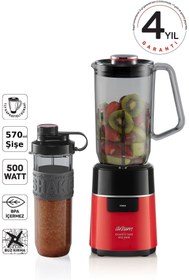 Resim Arzum Kırmızı AR1174-K Shake'N Take Neo Maxi Sürahi Blender - Kırmızı 500+ ml C / F Plastik 3 Yıl 50 Hz / 