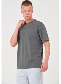 Resim Erkek 4 Lü Paket %100 Pamuk Oversize Tişört Basic Bisiklet Yaka Kısa Kollu T-shirt Gri 