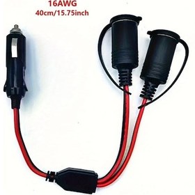 Resim Chuangyinshop 1ft 1 Adet Araç Çakmak Çoklayıcı Adaptör 15a Sigortalı 16awg Uzatma Kablosu Çift Çıkışlı 12v 24v Gps Dash Kamera 