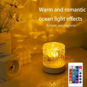 Resim 16 Renkli Dalgalı USB Ortam Aydınlatması, Dokunmatik/Uzaktan Kumandalı, Otomatik Dönen Kare Masa Lambası - Yatak Odası, Bar, Restoran, Parti, Cadılar Bayramı ve Şükran Günü Dekoru için Renk Değiştiren LED Gece Lambası 