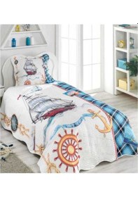 Resim Örtüm Sailor Kapitone Tek Kişilik Yatak Örtüsü Takımı Renkli 