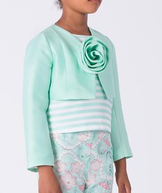 Resim Zarif Gül Detaylı Kız Çocuk Bolero - 3-4 / Mint / SWAN PEARL 