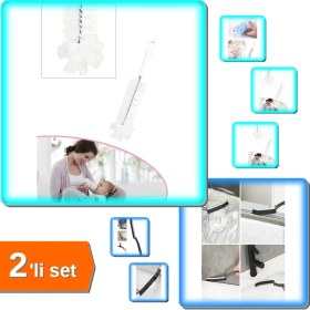 Resim Hereveoyuncak Şişe ve Biberon Temizleme Fırçası + Kenarı Kavisli Detay Ince Kıl Temizlik Fırçası - 2li Set U8S9Y3 