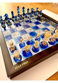 Resim Epoksi Led Işıklı Satranç Takımı El Yapımı İsme Özel 