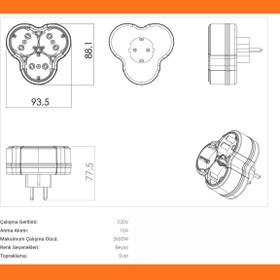 Resim Rever 3’lü Priz Topraklı 3lü Papatya Golyat Priz, 3x Çoklu Priz 